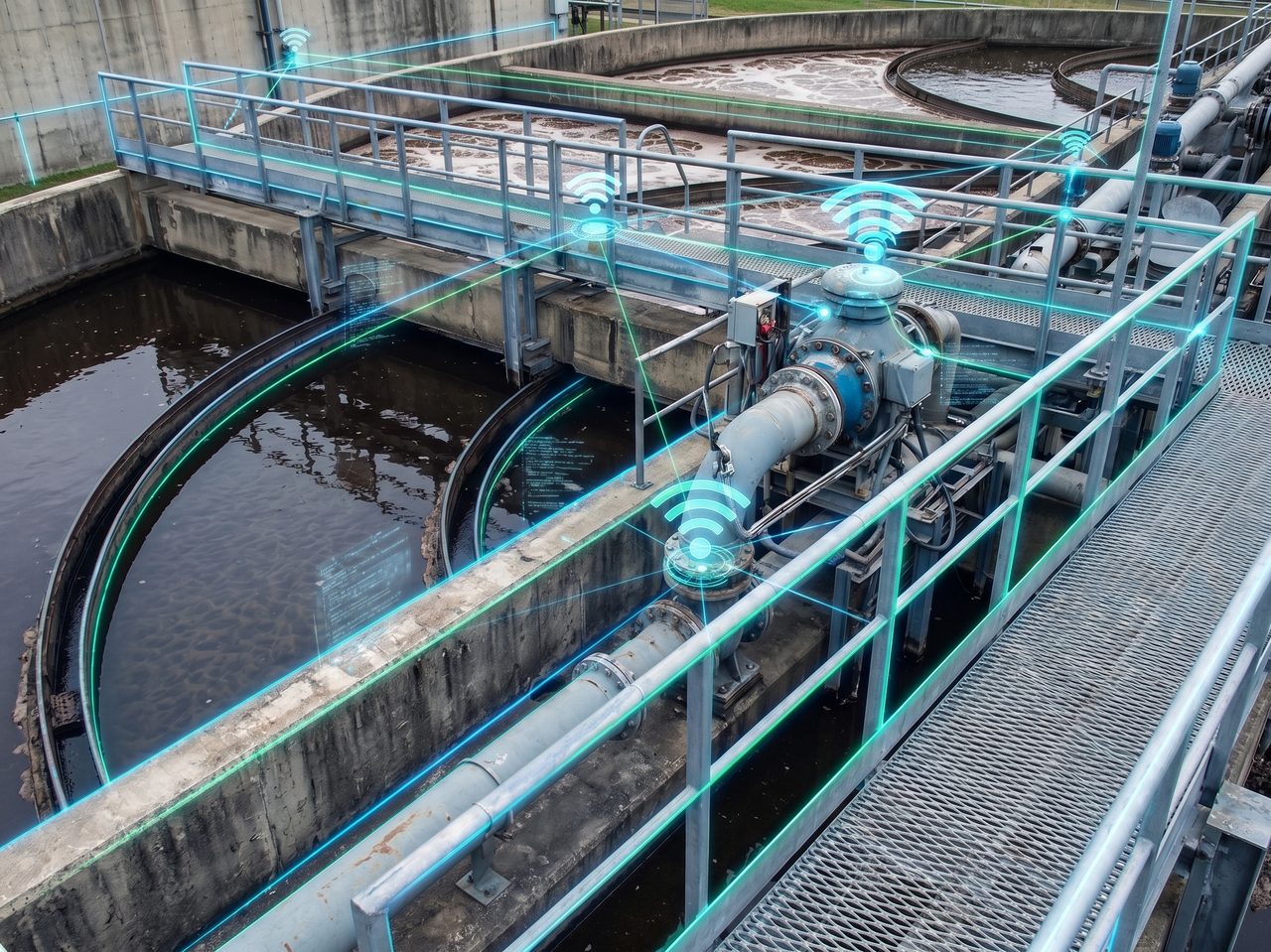 大型排水プラント・曝気槽（IoT監視）